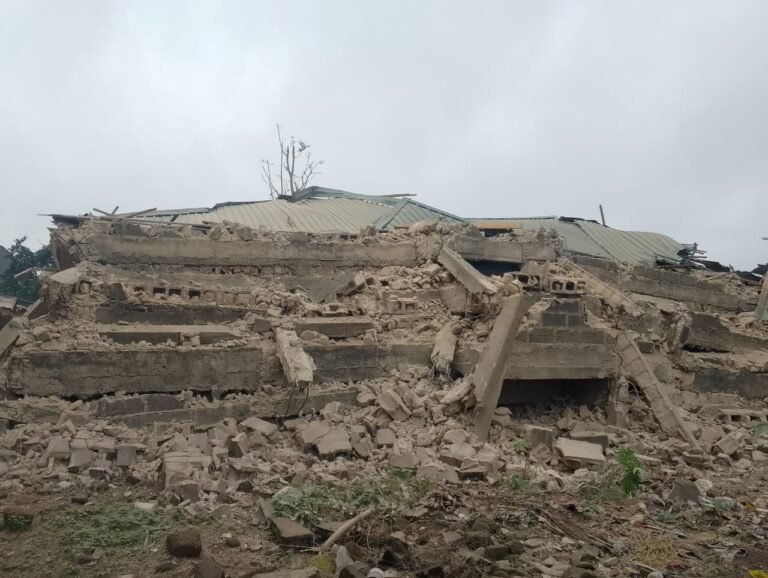 Collapsed-storey-building